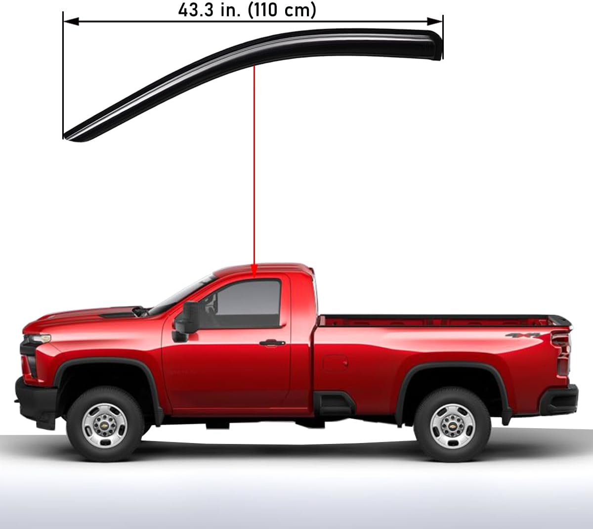 Lightronic Extra Durable Outside-Mount Auto Vent Window Visors, Fits 2020-2025 Chevrolet Silverado & GMC Sierra 2500 HD & 3500 HD, Regular Cab, UV-Protect Rain Guards Wind Deflectors, Smoke, 2-Pcs